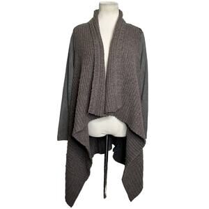 All Saints brown wool leather sleeves force asymmetrical cardigan size 4